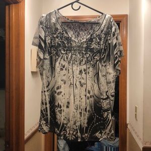 Apt 9 black and white peasant top 3x